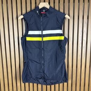 Rapha Brevet Gilet Vest Blue White Yellow Stripe Women’s Size Medium Cycling EUC